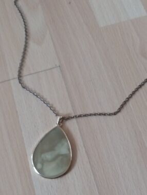 Teardrop Green Stone Pendant Necklace - Unbranded